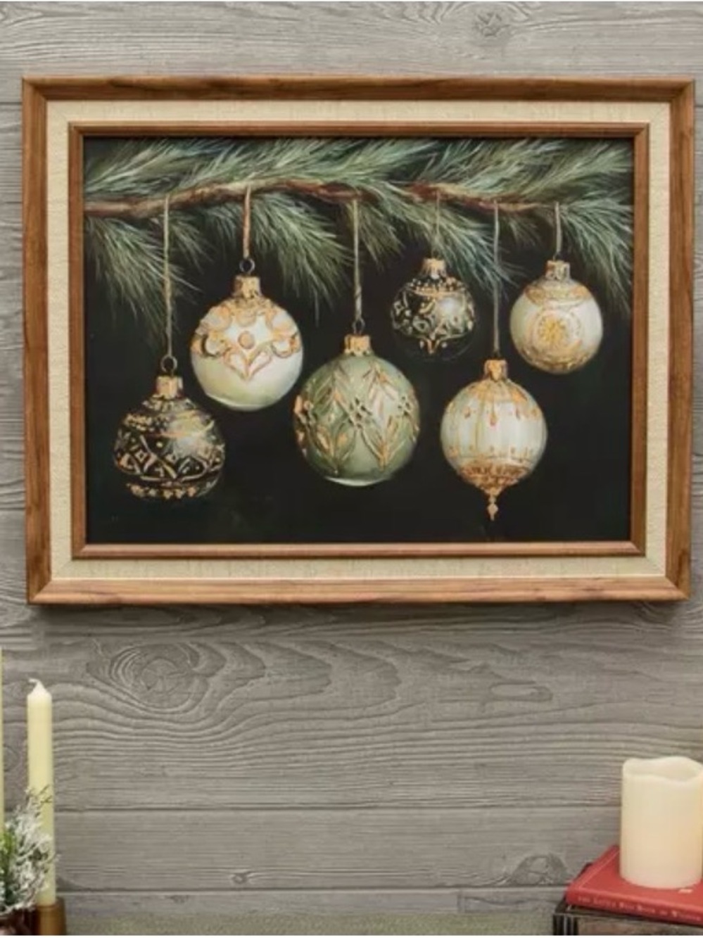 NEW Hobby Lobby Christmas Ornaments on Tree Branch Canvas Wall Decor viral